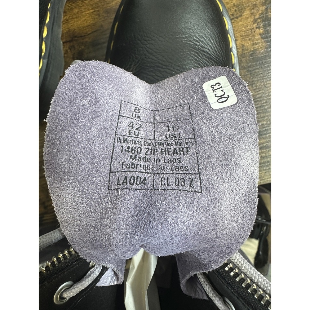 Dr Martens 1460 Zip Heart Black Purple Lace up Combat Boots Goth Punk Grunge 10 - Picture 13 of 16